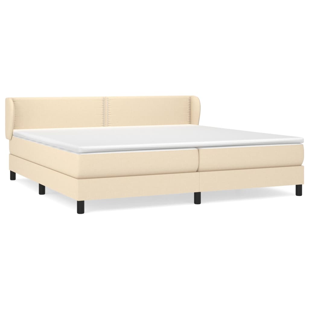 Boxspring met matras stof crèmekleurig 200x200 cm