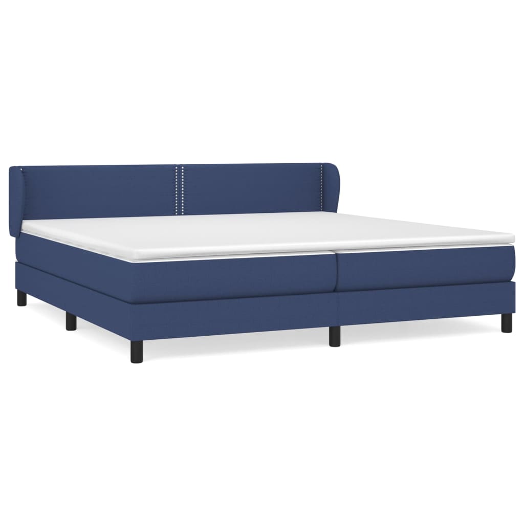 Boxspring met matras stof blauw 200x200 cm