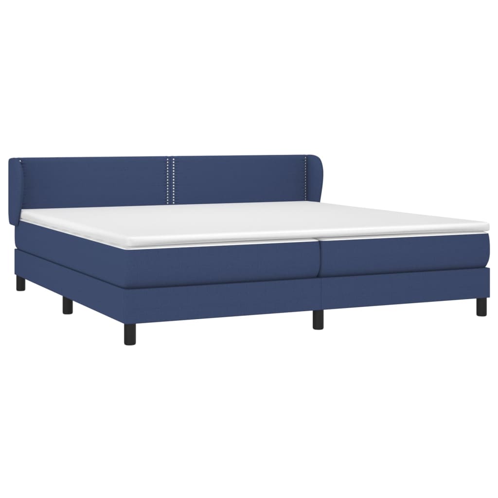 Boxspring met matras stof blauw 200x200 cm