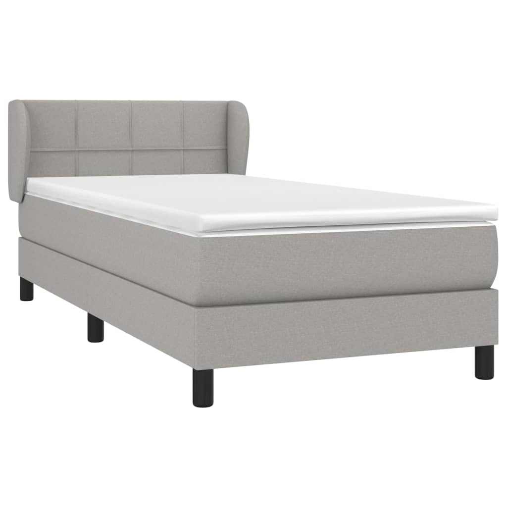 Boxspring met matras stof lichtgrijs 90x190 cm Bedden & bedframes | Creëer jouw Trendy Thuis | Gratis bezorgd & Retour | Trendy.nl