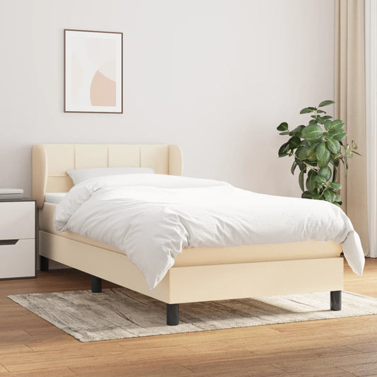 Boxspring met matras stof crèmekleurig 90x190 cm