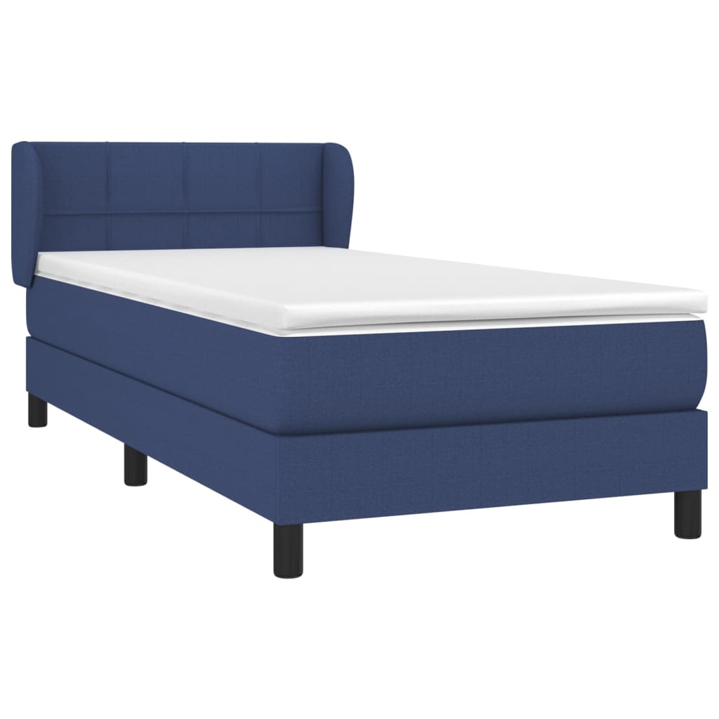 Boxspring met matras stof blauw 90x190 cm