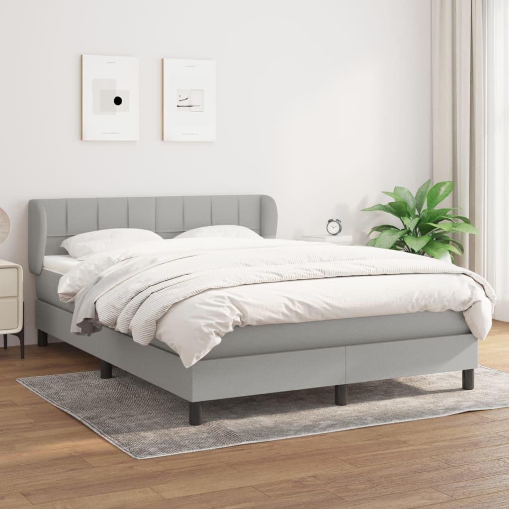 Boxspring met matras stof lichtgrijs 140x190 cm Bedden & bedframes | Creëer jouw Trendy Thuis | Gratis bezorgd & Retour | Trendy.nl