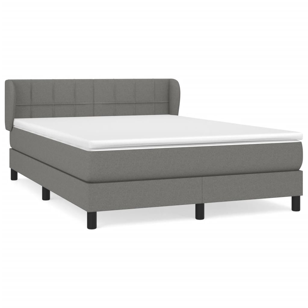 Boxspring met matras stof donkergrijs 140x190 cm Bedden & bedframes | Creëer jouw Trendy Thuis | Gratis bezorgd & Retour | Trendy.nl