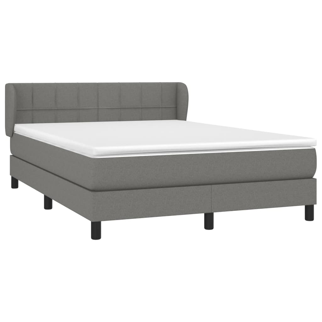 Boxspring met matras stof donkergrijs 140x190 cm Bedden & bedframes | Creëer jouw Trendy Thuis | Gratis bezorgd & Retour | Trendy.nl