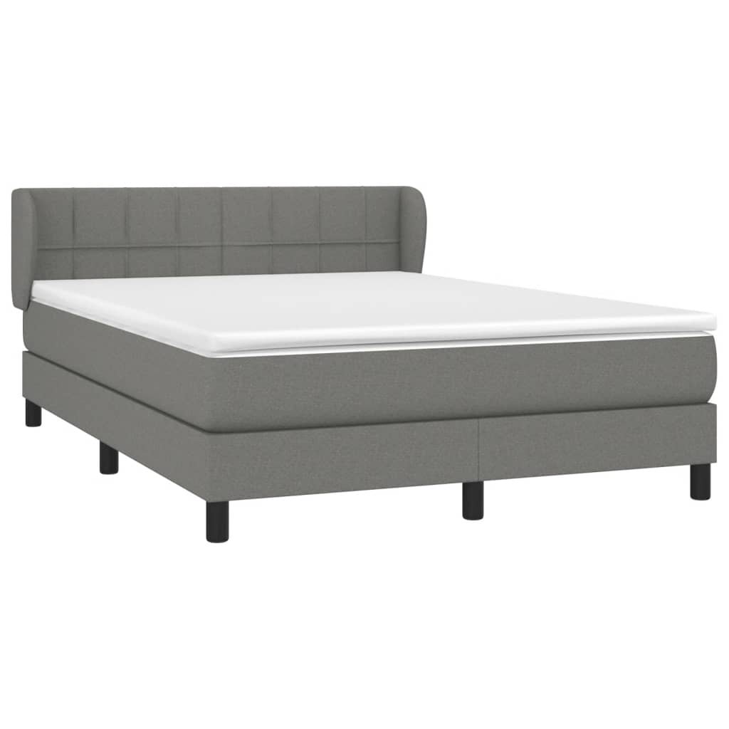 Boxspring met matras stof donkergrijs 140x200 cm Bedden & bedframes | Creëer jouw Trendy Thuis | Gratis bezorgd & Retour | Trendy.nl