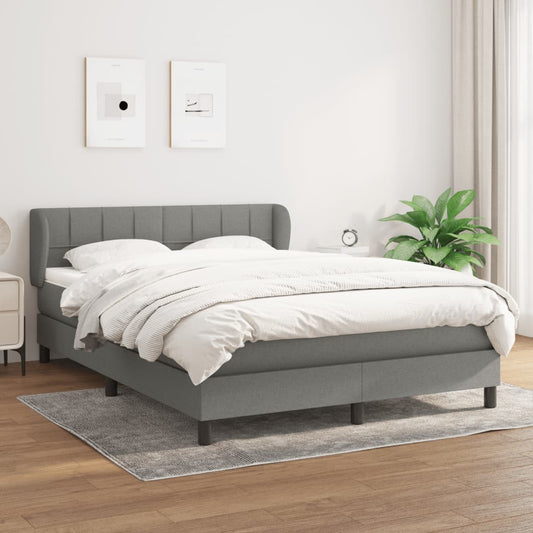 Boxspring met matras stof donkergrijs 140x200 cm Bedden & bedframes | Creëer jouw Trendy Thuis | Gratis bezorgd & Retour | Trendy.nl