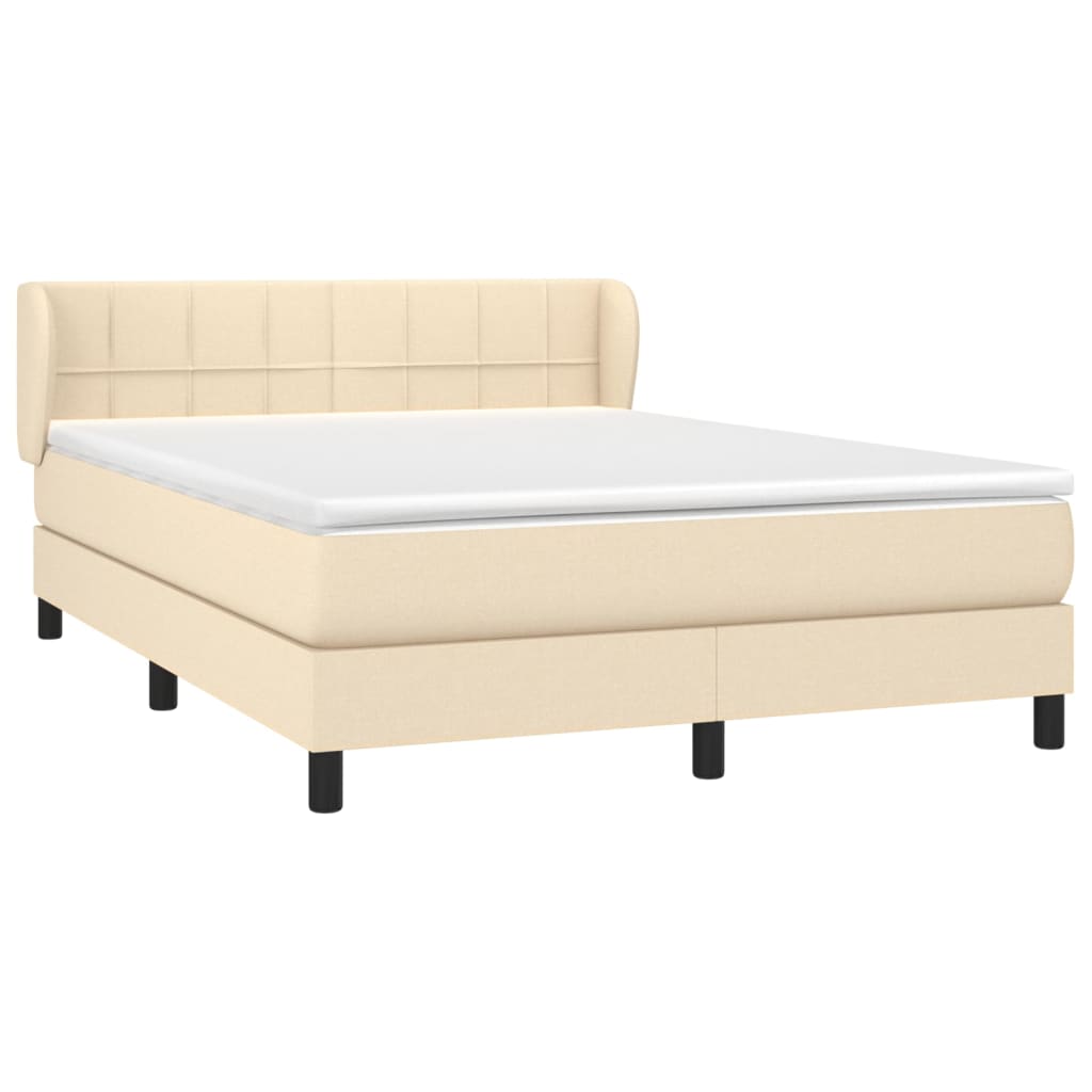 Boxspring met matras stof crèmekleurig 140x200 cm