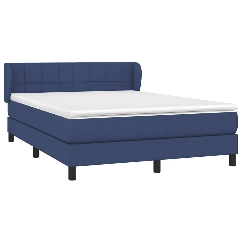 Boxspring met matras stof blauw 140x200 cm