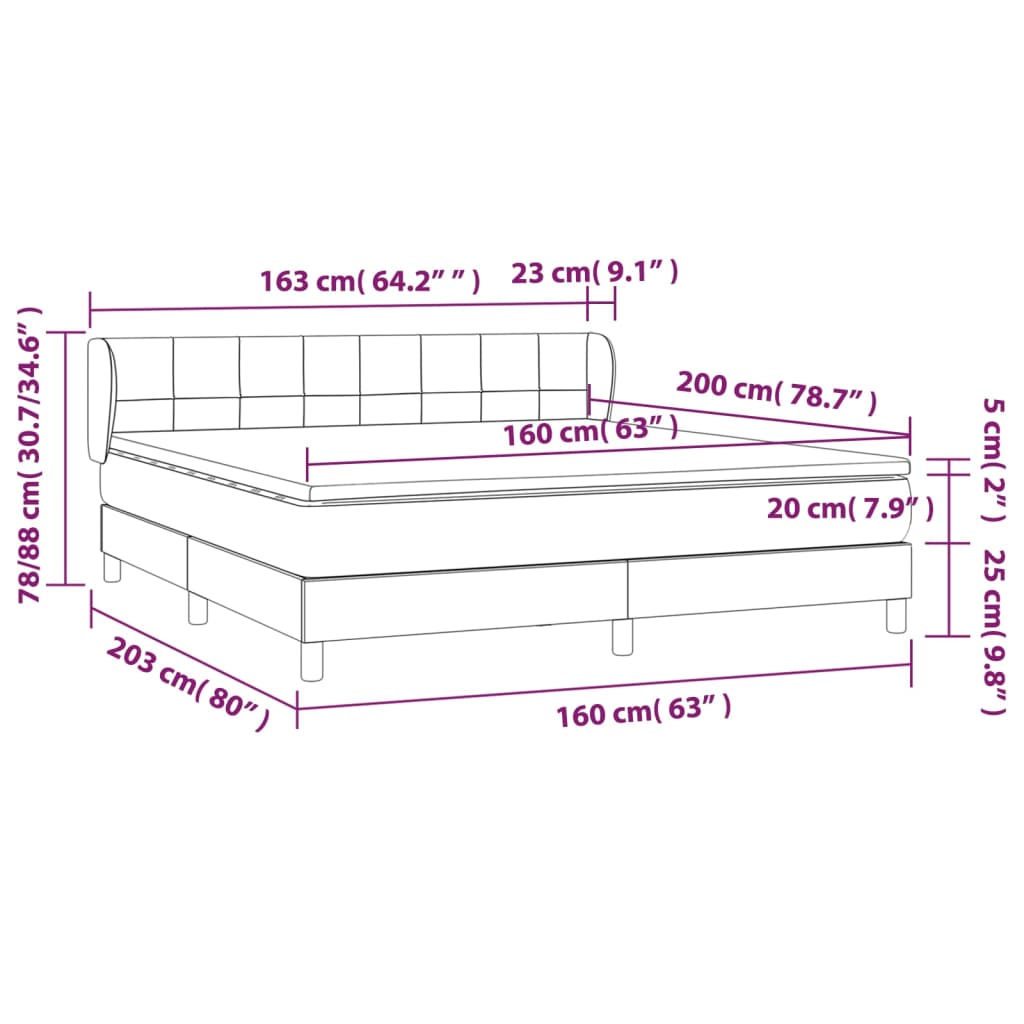 Boxspring met matras stof donkergrijs 160x200 cm