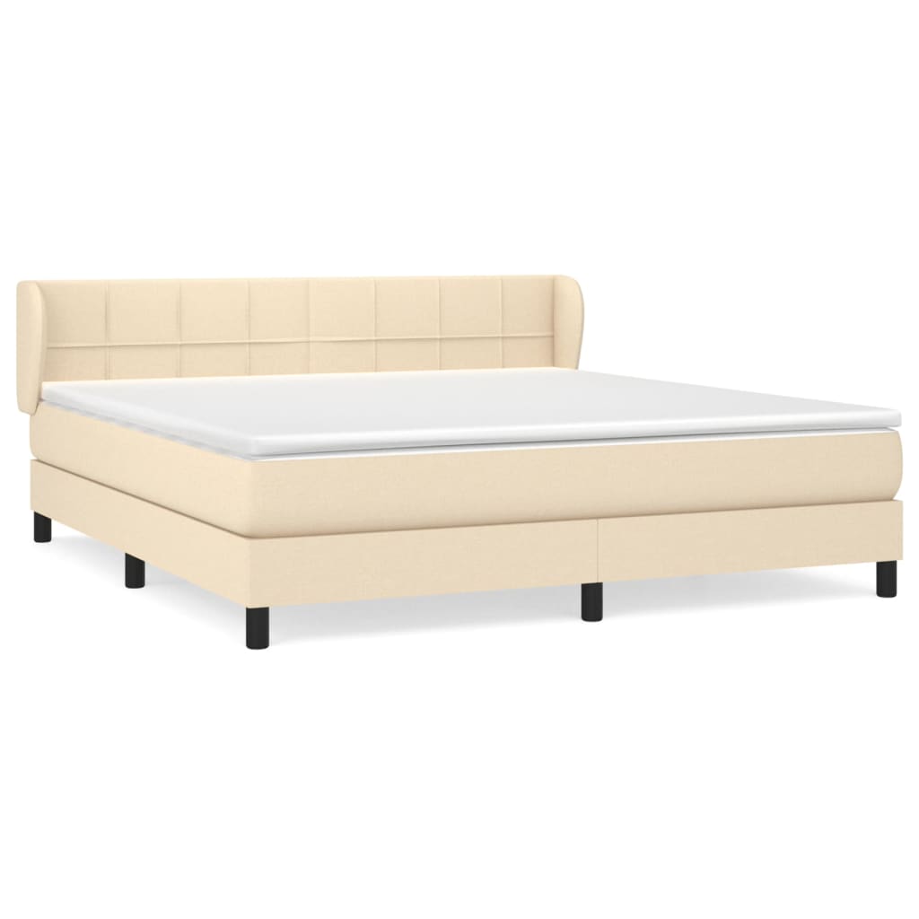 Boxspring met matras stof crèmekleurig 180x200 cm