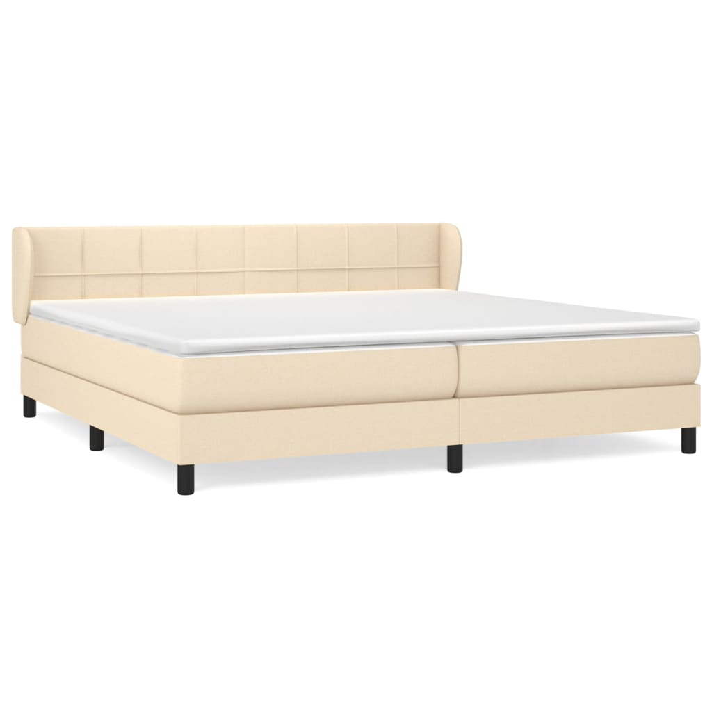 Boxspring met matras stof crèmekleurig 200x200 cm