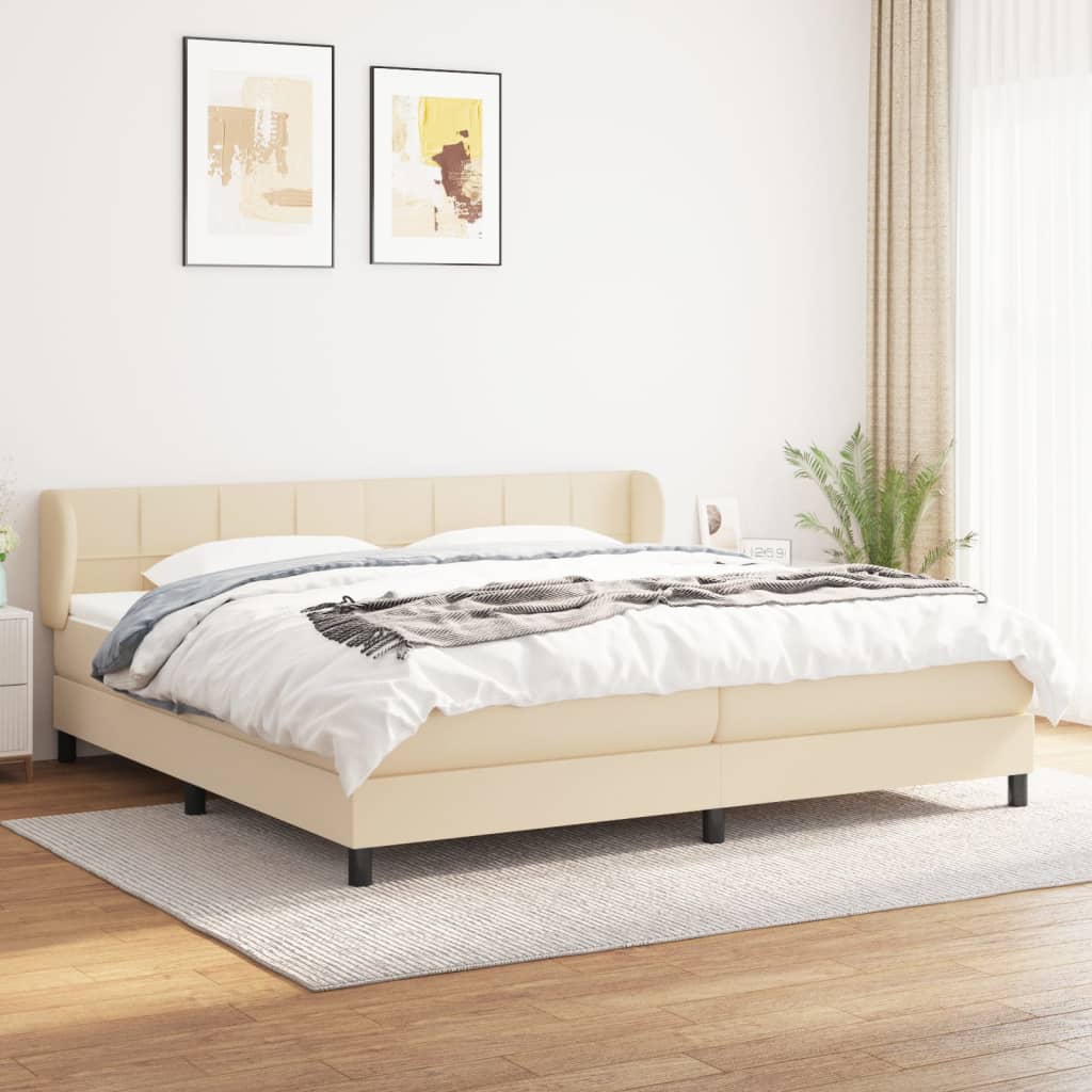 Boxspring met matras stof crèmekleurig 200x200 cm