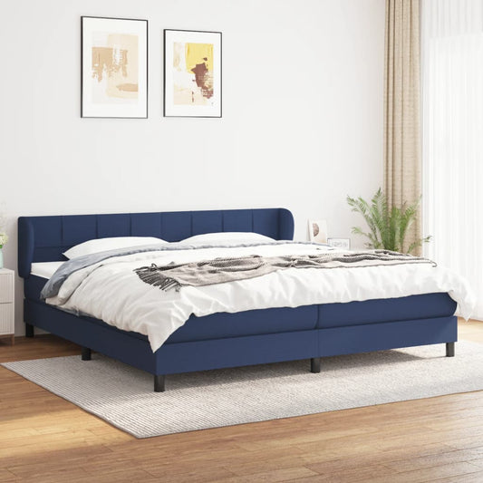 Boxspring met matras stof blauw 200x200 cm