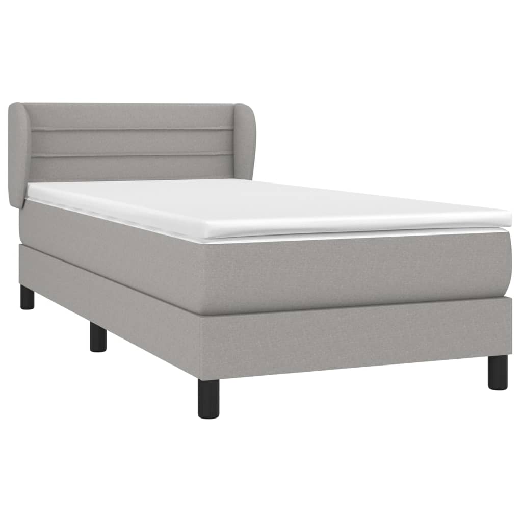 Boxspring met matras stof lichtgrijs 90x190 cm Bedden & bedframes | Creëer jouw Trendy Thuis | Gratis bezorgd & Retour | Trendy.nl