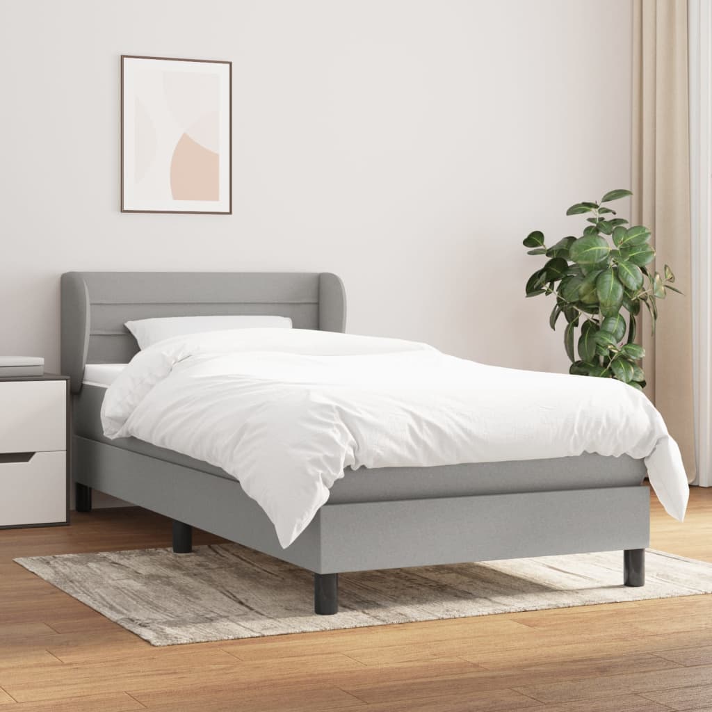 Boxspring met matras stof lichtgrijs 90x190 cm Bedden & bedframes | Creëer jouw Trendy Thuis | Gratis bezorgd & Retour | Trendy.nl