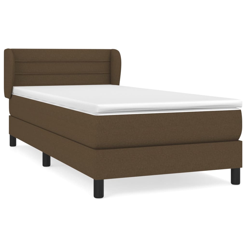 Boxspring met matras stof donkerbruin 90x190 cm Bedden & bedframes | Creëer jouw Trendy Thuis | Gratis bezorgd & Retour | Trendy.nl