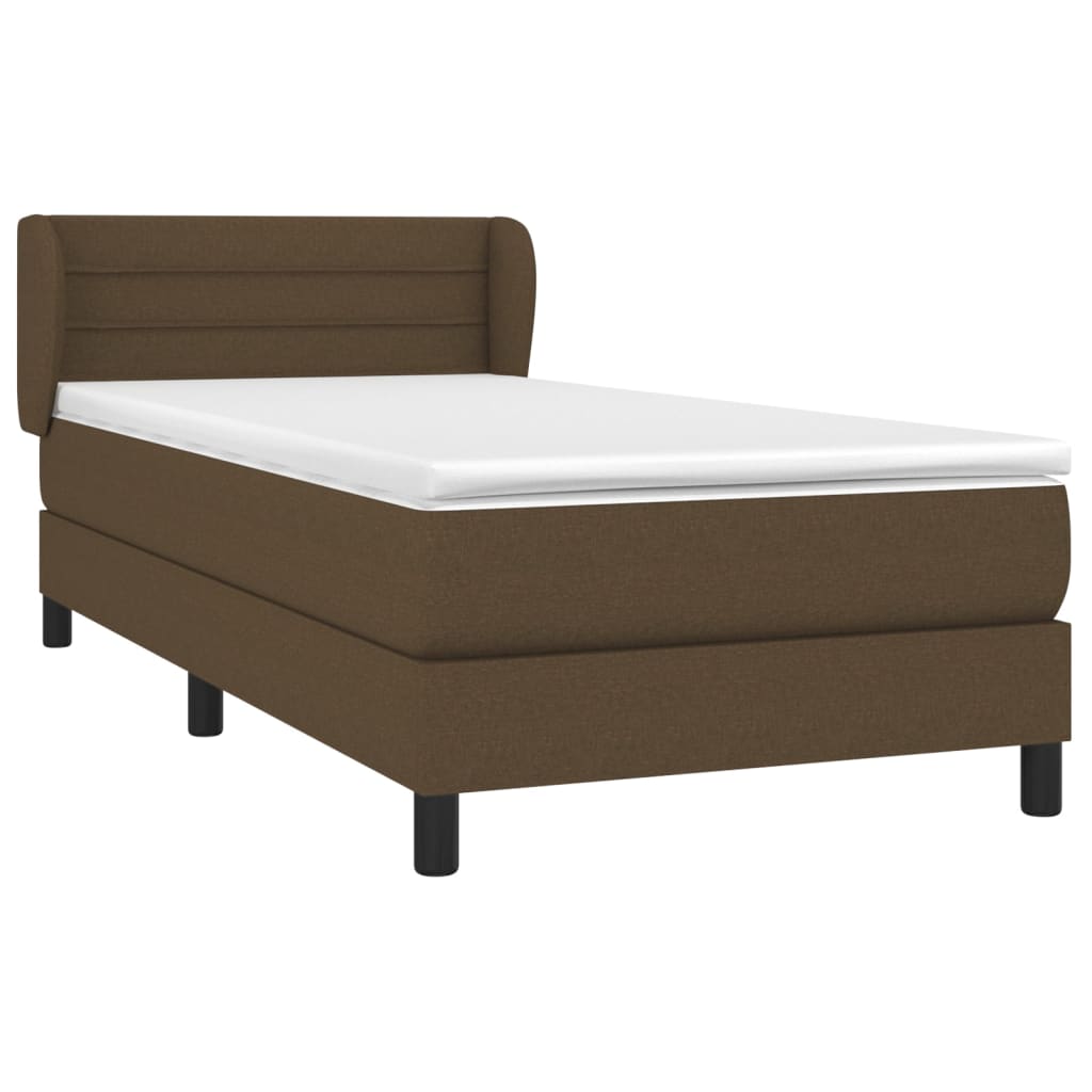 Boxspring met matras stof donkerbruin 90x190 cm Bedden & bedframes | Creëer jouw Trendy Thuis | Gratis bezorgd & Retour | Trendy.nl