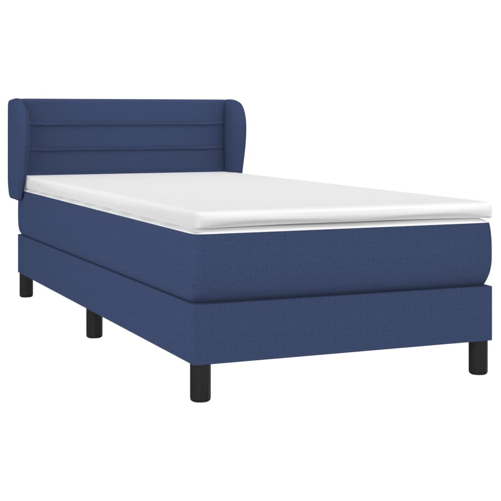 Boxspring met matras stof blauw 90x190 cm