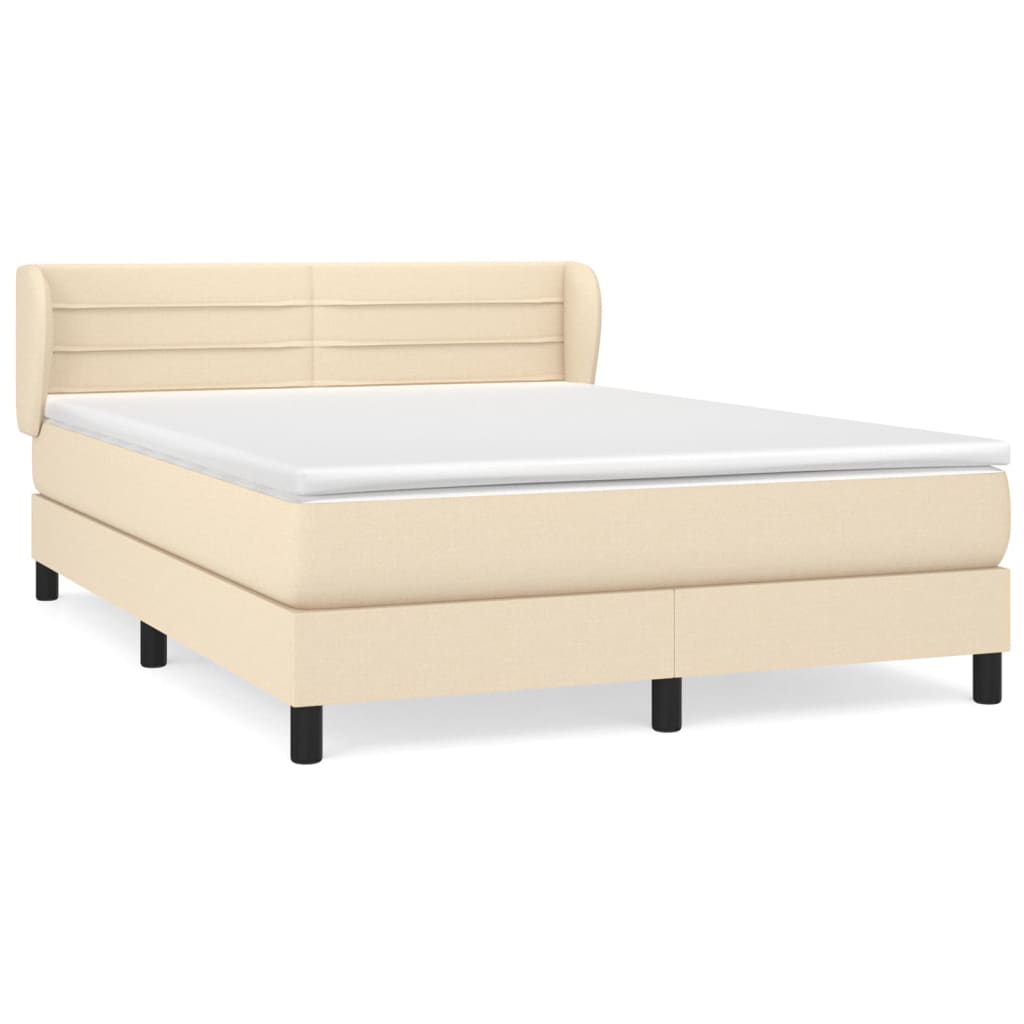 Boxspring met matras stof crèmekleurig 140x190 cm