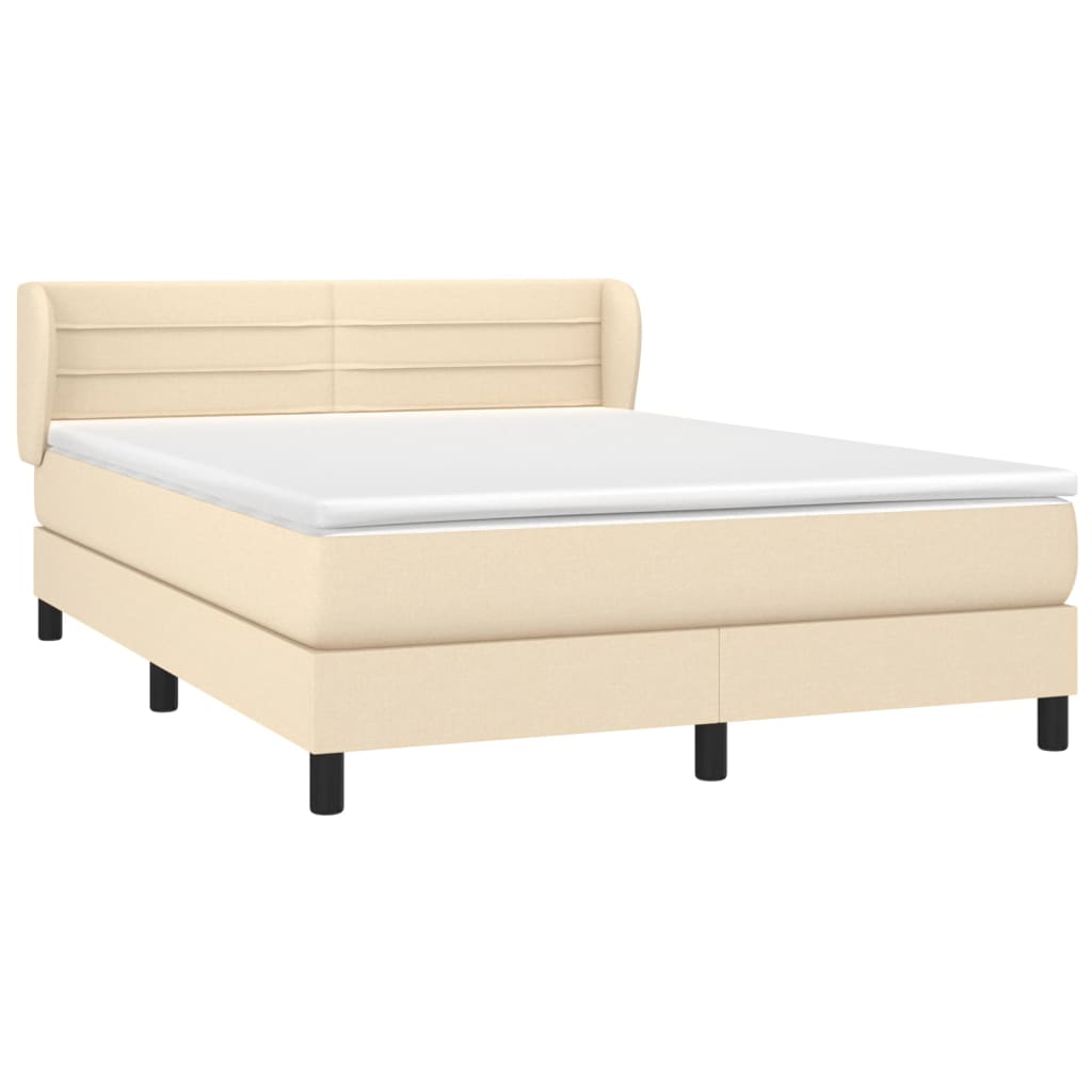 Boxspring met matras stof crèmekleurig 140x190 cm