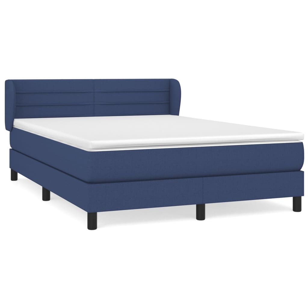 Boxspring met matras stof blauw 140x190 cm