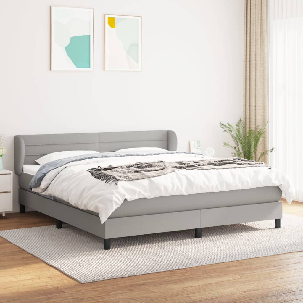 Boxspring met matras stof lichtgrijs 160x200 cm Bedden & bedframes | Creëer jouw Trendy Thuis | Gratis bezorgd & Retour | Trendy.nl