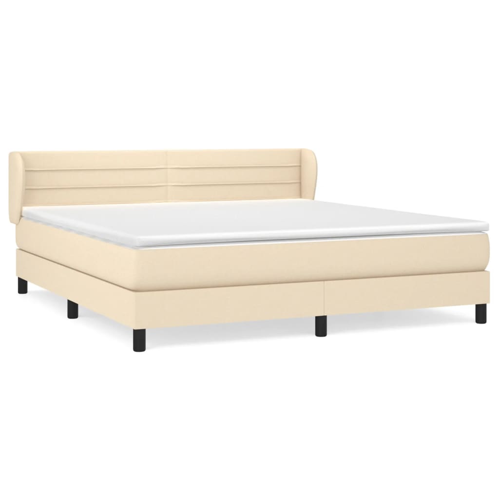 Boxspring met matras stof crèmekleurig 160x200 cm