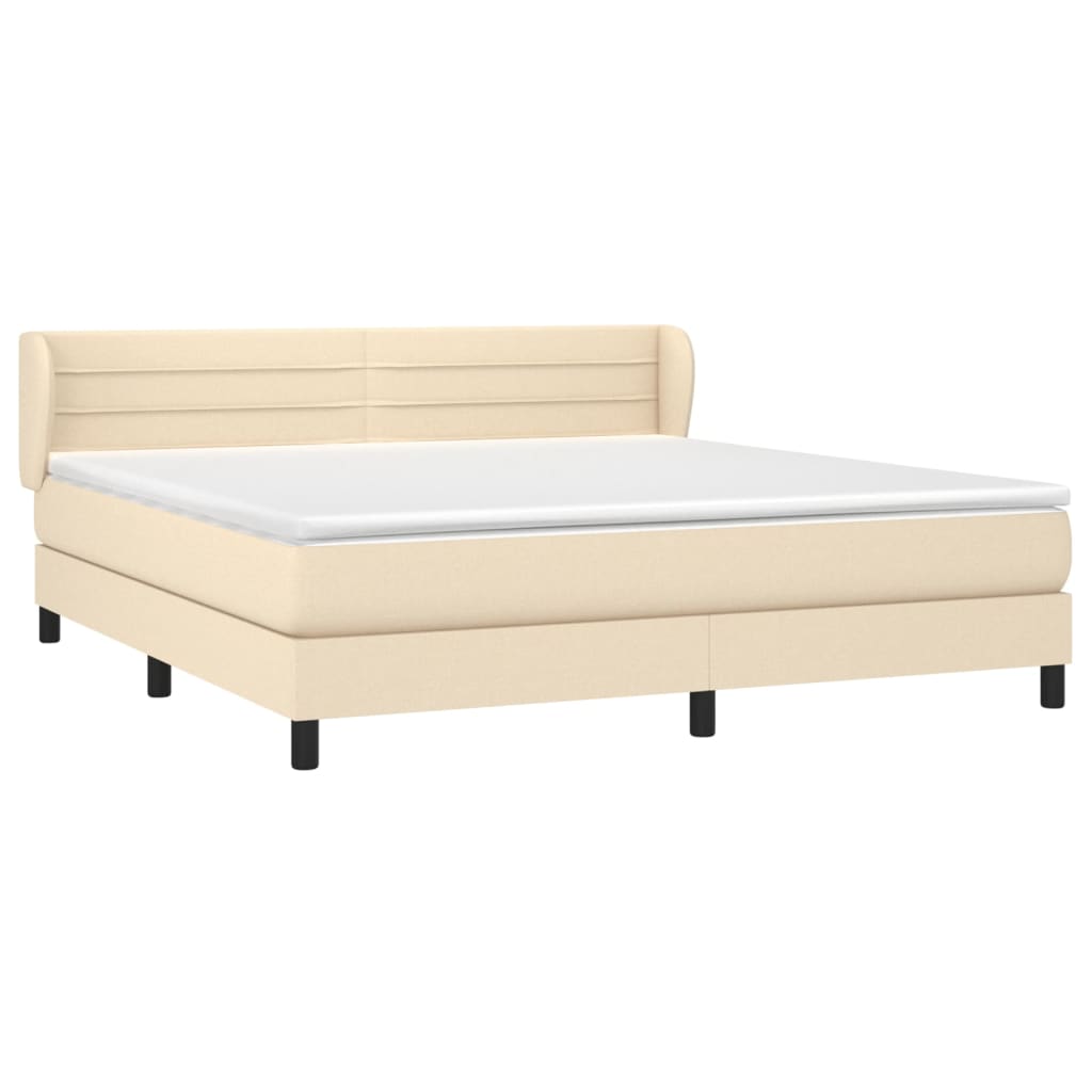 Boxspring met matras stof crèmekleurig 160x200 cm