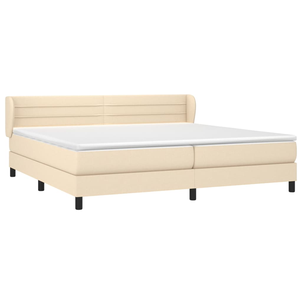 Boxspring met matras stof crèmekleurig 200x200 cm