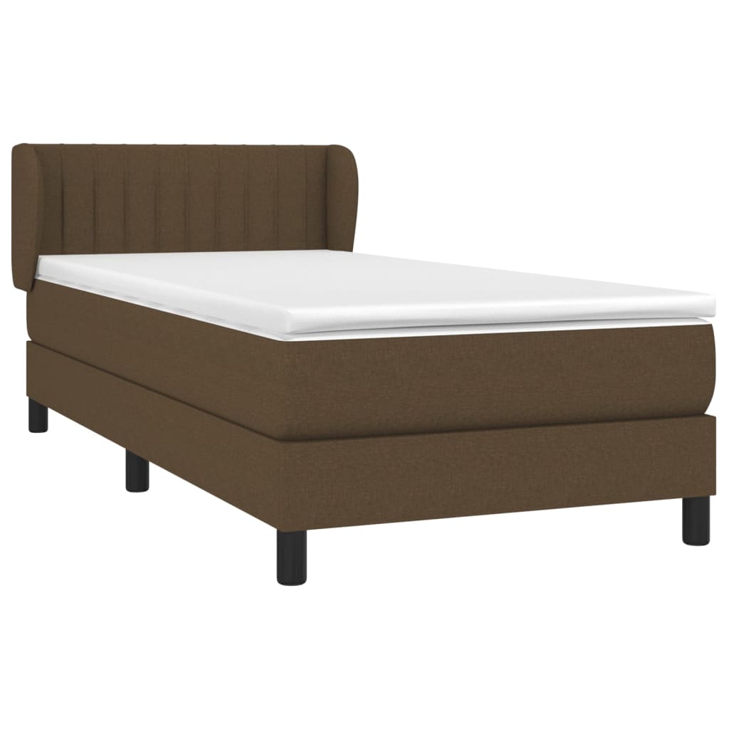 Boxspring met matras stof donkerbruin 90x190 cm Bedden & bedframes | Creëer jouw Trendy Thuis | Gratis bezorgd & Retour | Trendy.nl