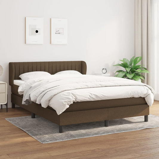 Boxspring met matras stof donkerbruin 140x200 cm