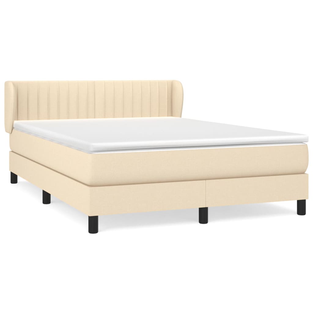 Boxspring met matras stof crèmekleurig 140x200 cm