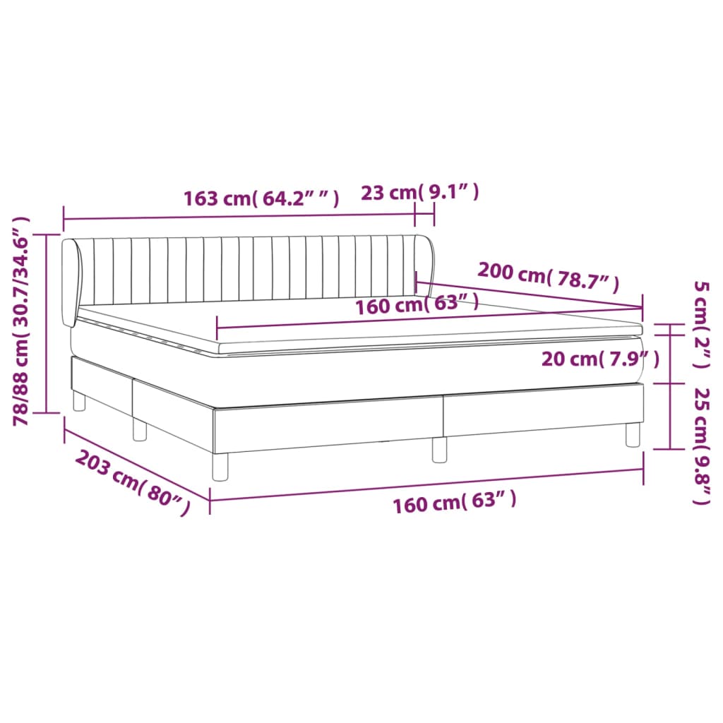 Boxspring met matras stof taupe 160x200 cm