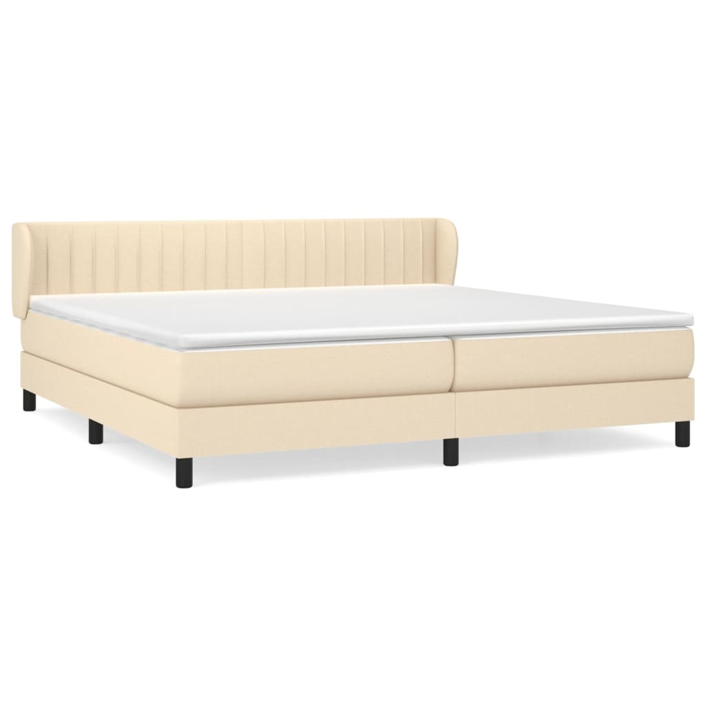 Boxspring met matras stof crèmekleurig 200x200 cm