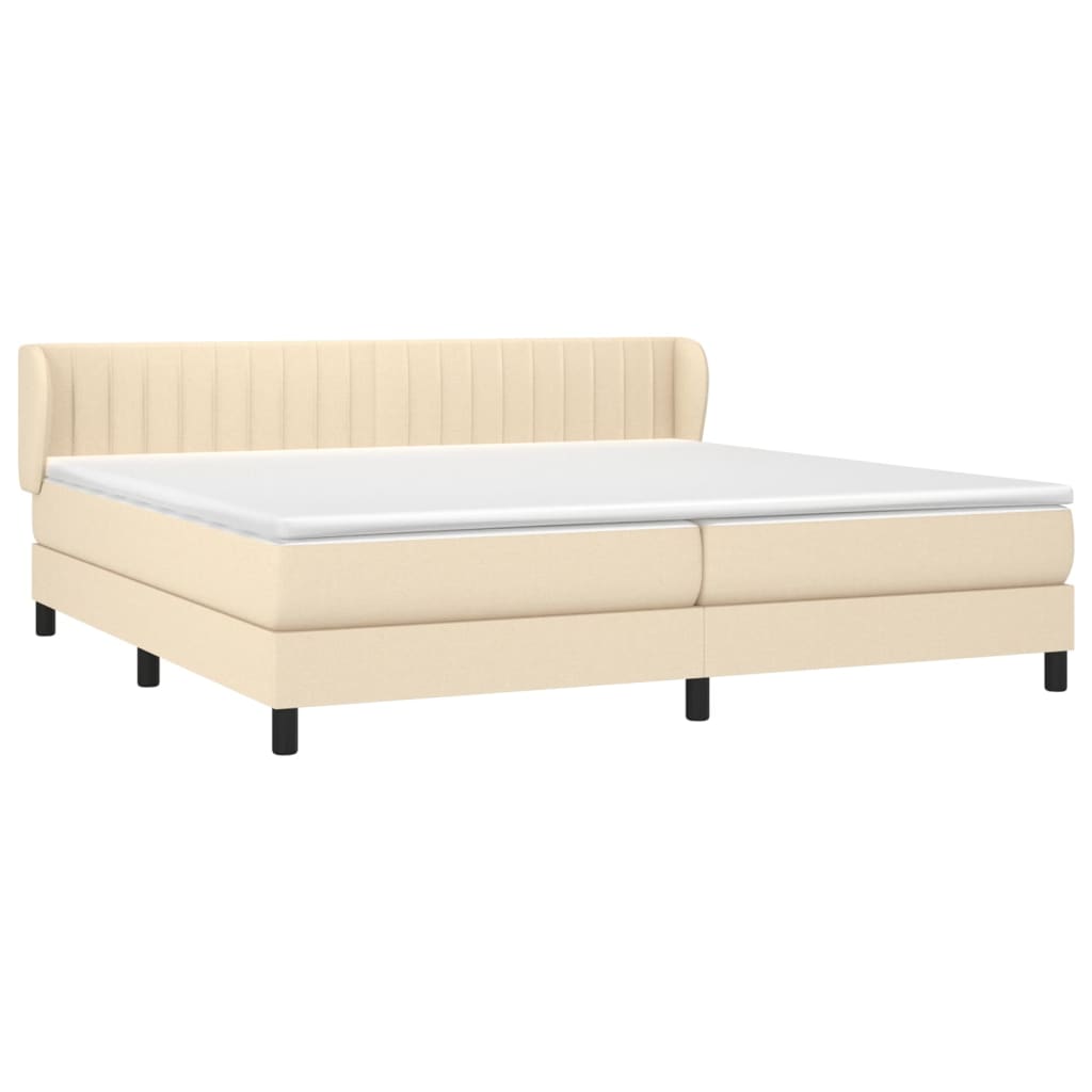 Boxspring met matras stof crèmekleurig 200x200 cm