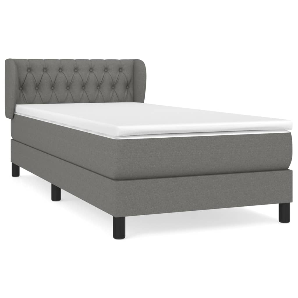 Boxspring met matras stof donkergrijs 90x190 cm Bedden & bedframes | Creëer jouw Trendy Thuis | Gratis bezorgd & Retour | Trendy.nl