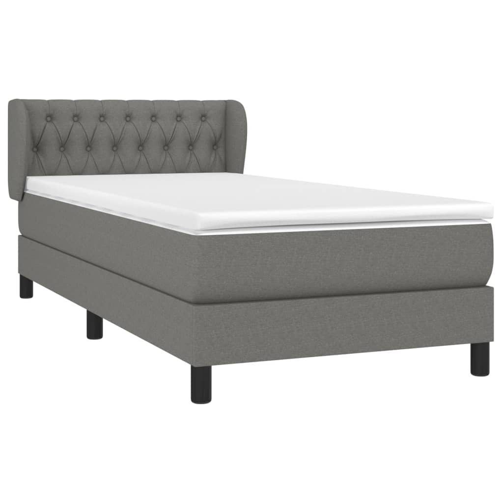 Boxspring met matras stof donkergrijs 90x190 cm Bedden & bedframes | Creëer jouw Trendy Thuis | Gratis bezorgd & Retour | Trendy.nl