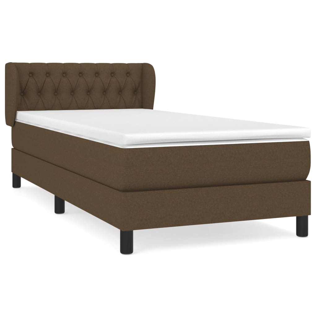 Boxspring met matras stof donkerbruin 90x190 cm Bedden & bedframes | Creëer jouw Trendy Thuis | Gratis bezorgd & Retour | Trendy.nl