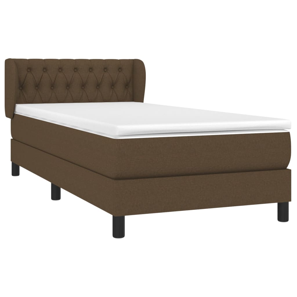 Boxspring met matras stof donkerbruin 90x190 cm Bedden & bedframes | Creëer jouw Trendy Thuis | Gratis bezorgd & Retour | Trendy.nl