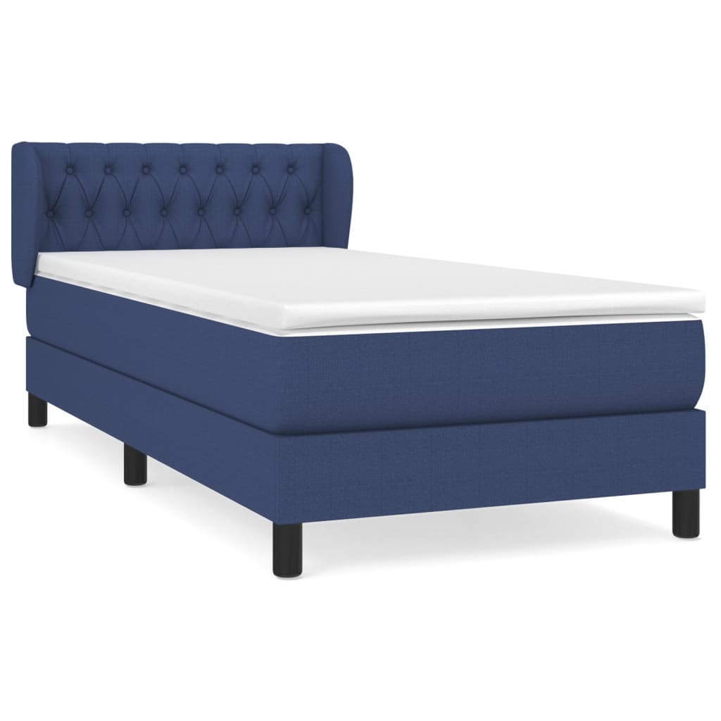 Boxspring met matras stof blauw 90x190 cm