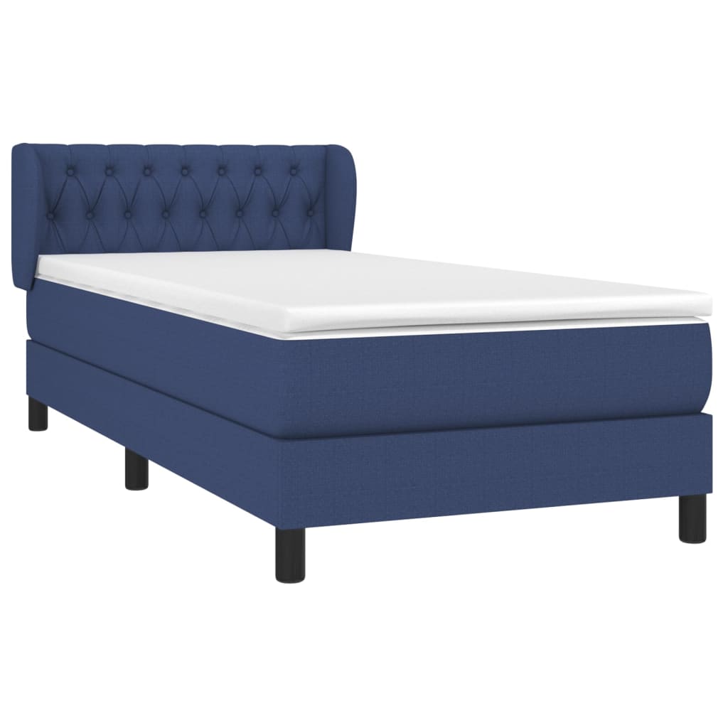 Boxspring met matras stof blauw 90x190 cm