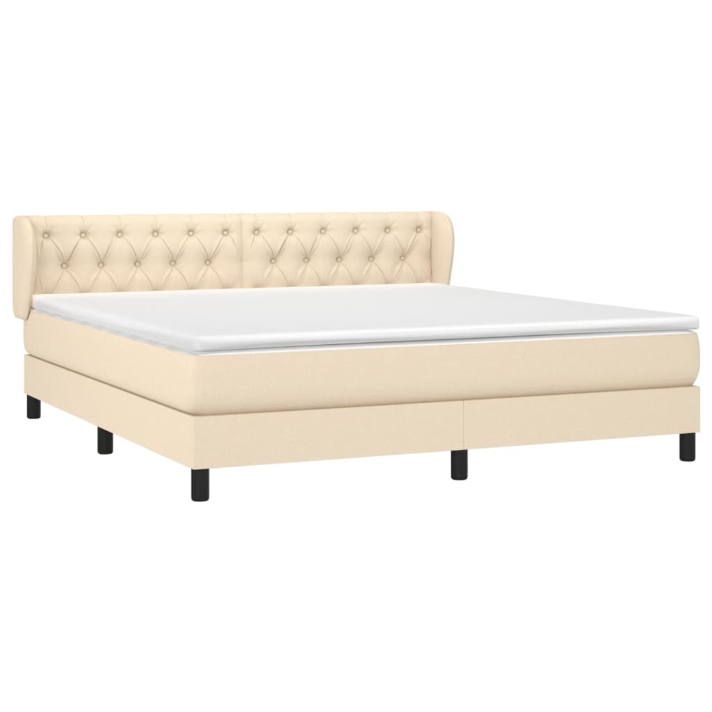 Boxspring met matras stof crèmekleurig 160x200 cm