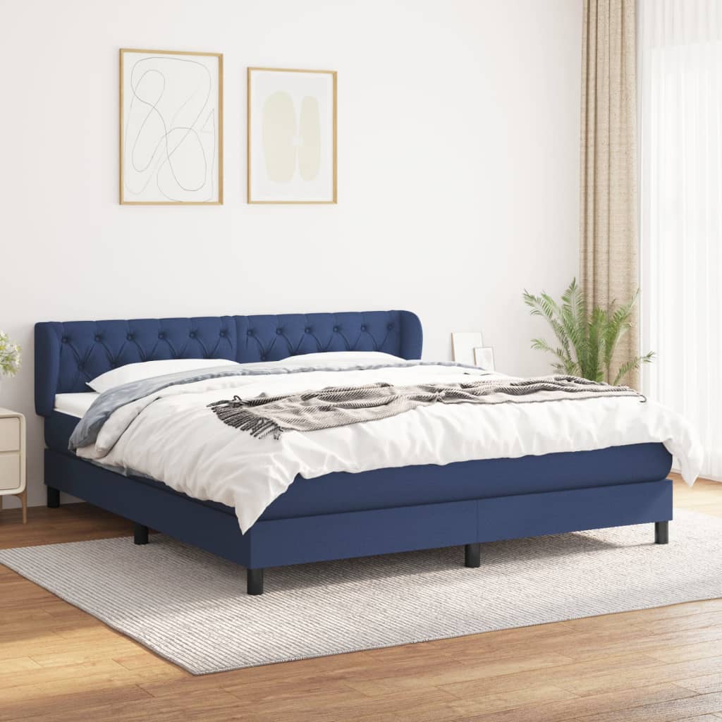 Boxspring met matras stof blauw 160x200 cm