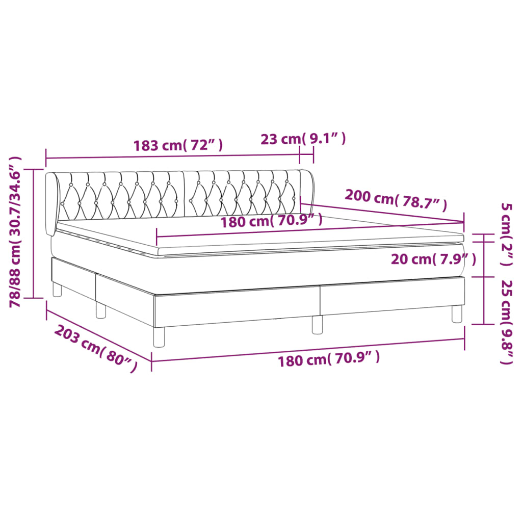 Boxspring met matras stof blauw 180x200 cm