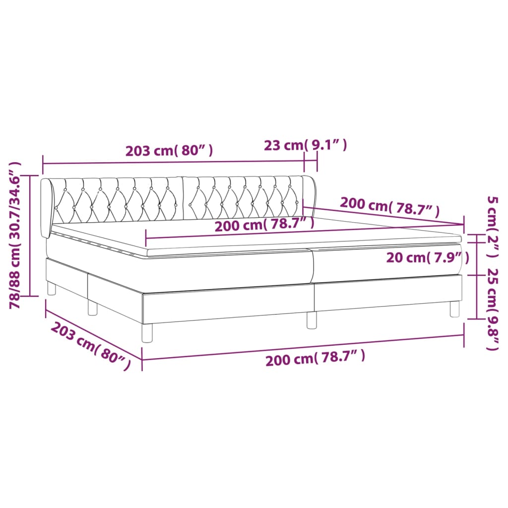 Boxspring met matras stof taupe 200x200 cm