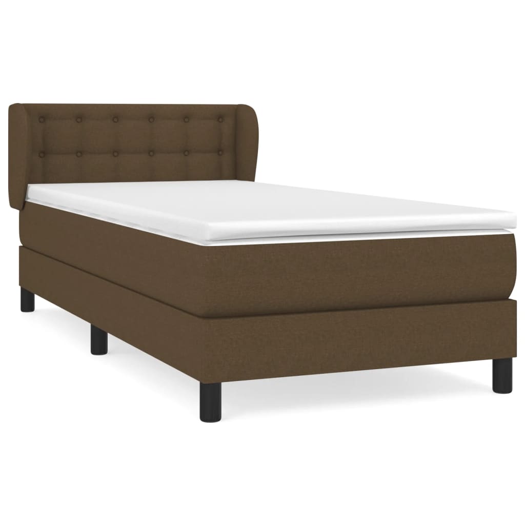 Boxspring met matras stof donkerbruin 90x190 cm Bedden & bedframes | Creëer jouw Trendy Thuis | Gratis bezorgd & Retour | Trendy.nl