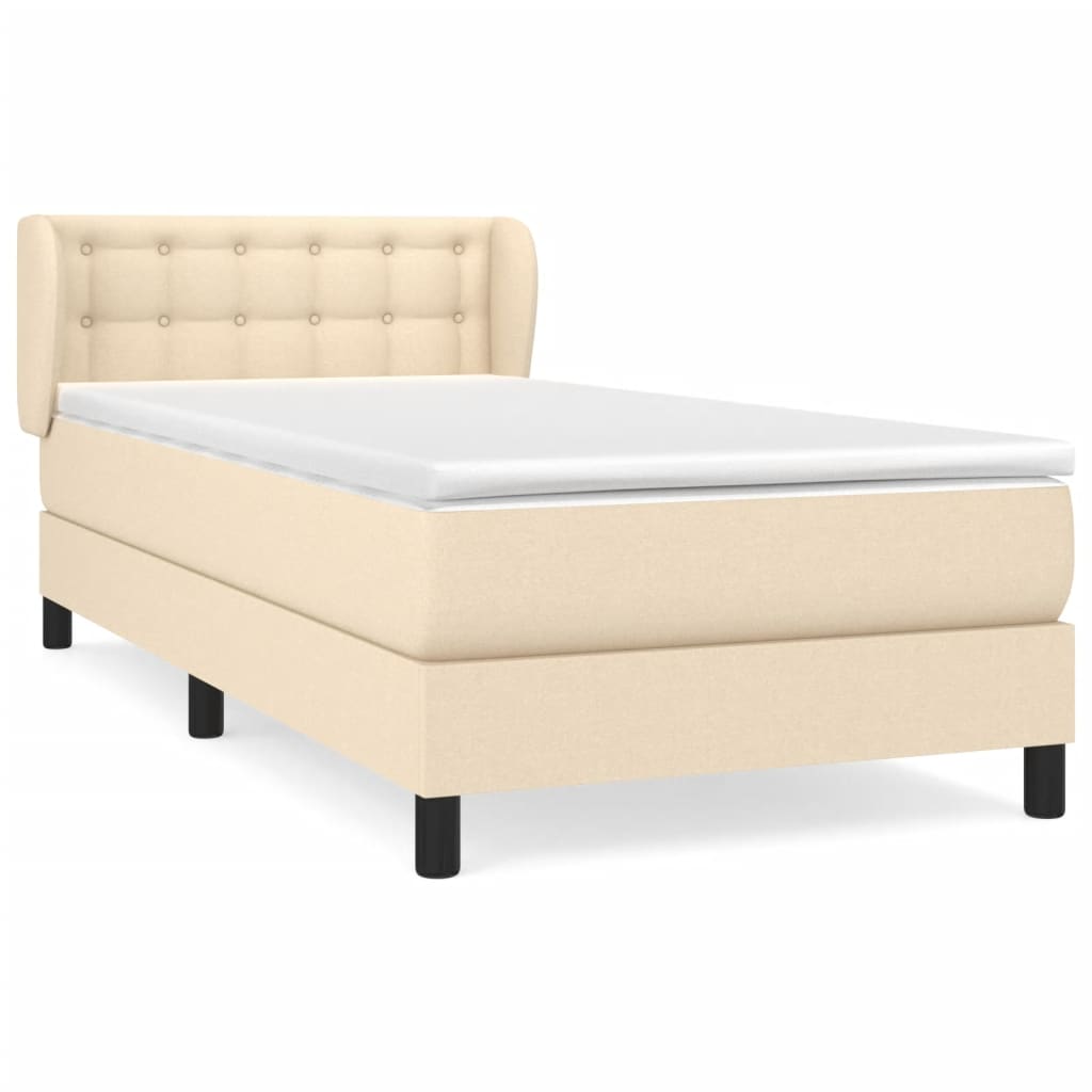 Boxspring met matras stof crèmekleurig 90x190 cm Bedden & bedframes | Creëer jouw Trendy Thuis | Gratis bezorgd & Retour | Trendy.nl