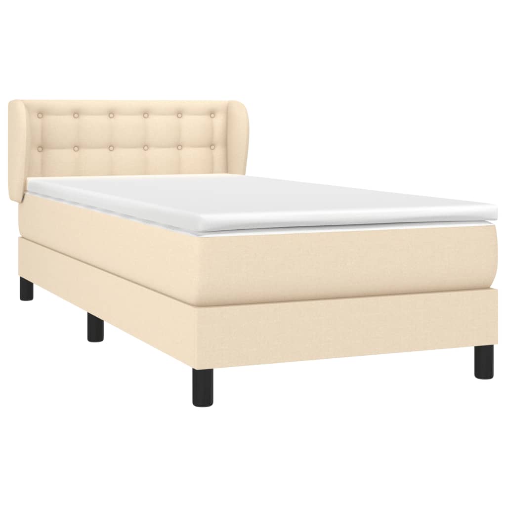 Boxspring met matras stof crèmekleurig 90x190 cm Bedden & bedframes | Creëer jouw Trendy Thuis | Gratis bezorgd & Retour | Trendy.nl