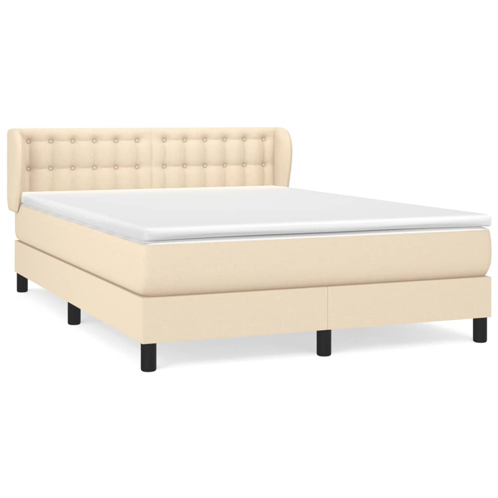 Boxspring met matras stof crèmekleurig 140x190 cm